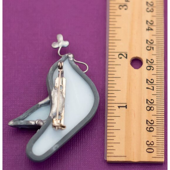 Vintage Mid Century Glass Bird Blue Brooch - Q5 - Picture 2 of 2